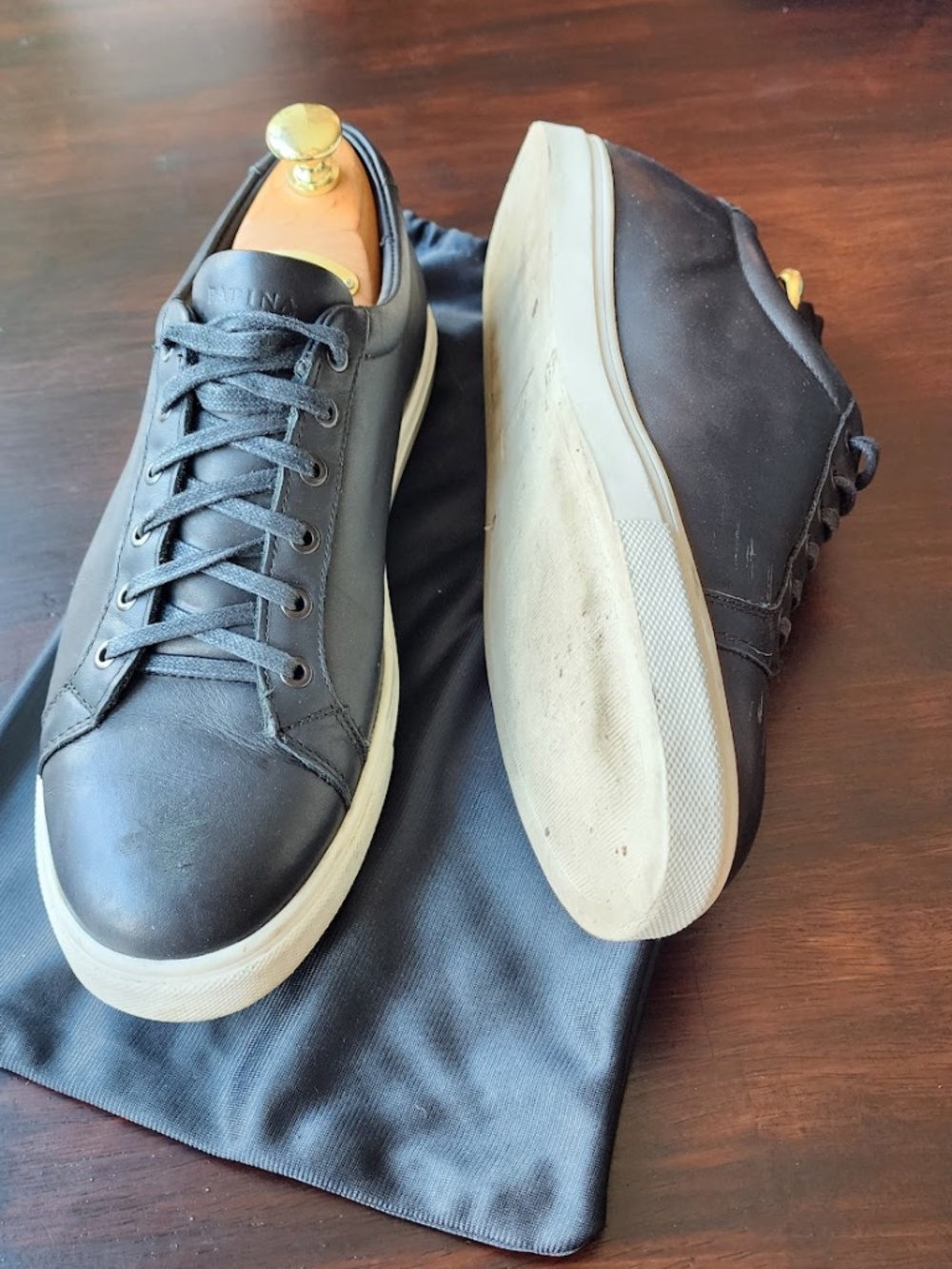 Patina by Portland Leather Black Leather Sneakers Men’s 9.5 – Minimal Low Top - Picture 7 of 11